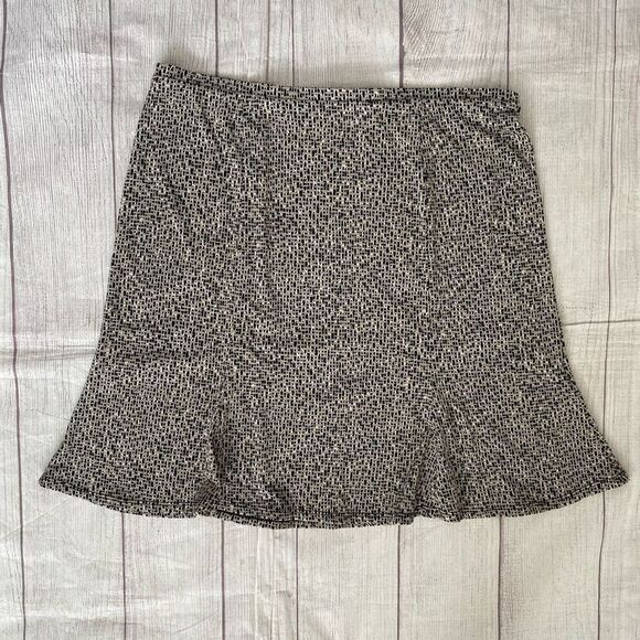 Express women M pull on flare print skirt w/elastic waist tan black white - Picture 6 of 6